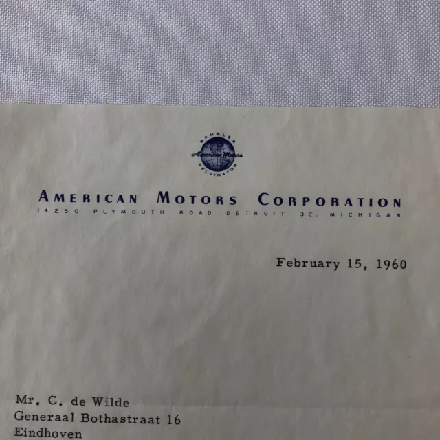 1960 - 1961 American Motors Corporation Car Letter Letterhead George Romney 3