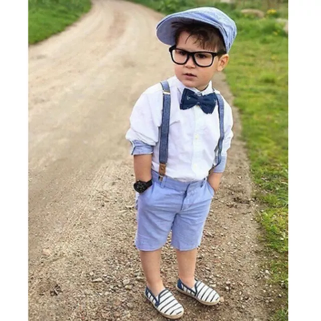 Kid Baby Boy Outfit Set Clothes Shirt+Shorts Pants Gentleman Party Suit 2-7Years