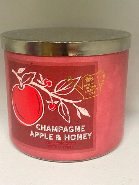 Bath & and Body Works Champagne Apple Honey 3 Wick Scented Candle 14.5 oz Large