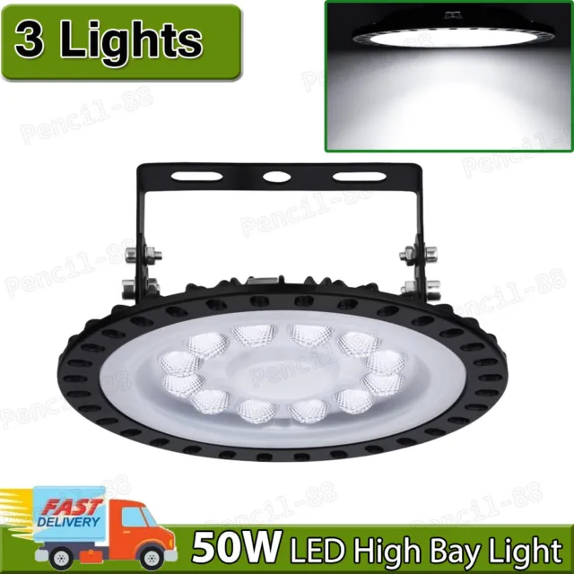 3X 50W UFO LED High Bay Light Shop Lights Garage Commercial Lighting Lamp Watt
