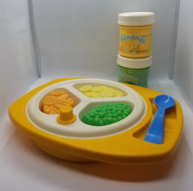 Fisher Price Baby's Mealtime Set Feeding Dish Spoon Fun With Food Vintage 1986