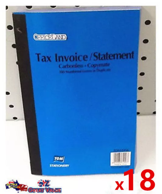 18x Small Tax Invoice & Statement Book 100 Numbered Pages & Duplicates TOM-F456A