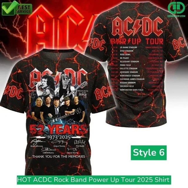 AC/DC 3D APPAREL Power Up Tour 2025 US Unisex T-Shirt £21.74 - PicClick UK