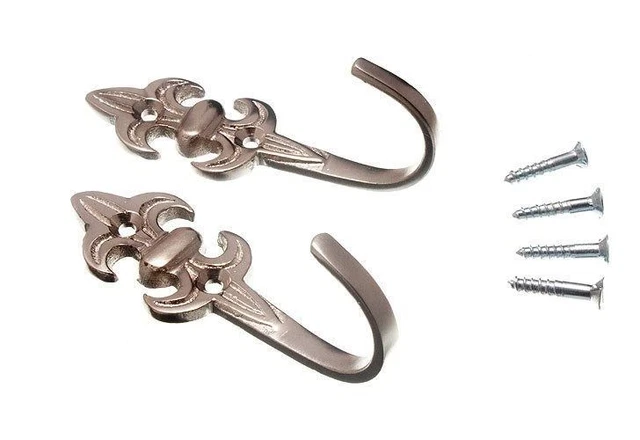 Pair Curtain Tie Backs Fleur De Lys 75Mm. Complete With Screws 15A7
