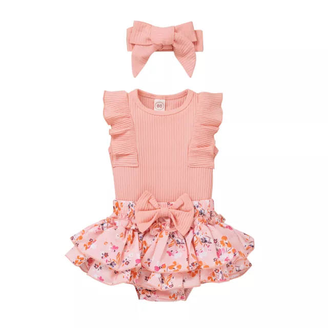 Set outfit fascia fascia per bambine vestiti arricciacapelli top pantaloni floreali
