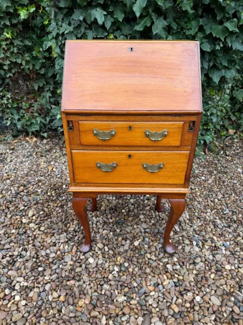 Early 20th Century Walnut Bureau - 2 Drawers & Fitted Interior; Drop Front Desk