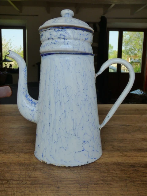 Bougeoir Rat De Cave Vintage Années 1950, Métal émaillé Blanc Et Bleu, Déco Industriel