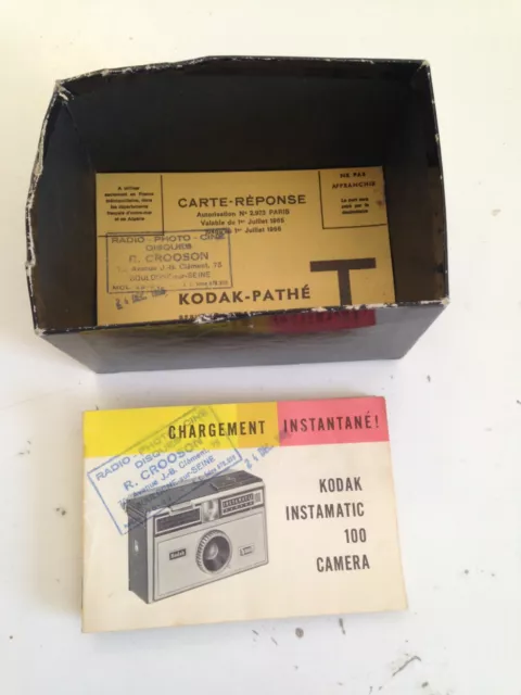 KODAK INSTAMATIC 100 camera - boite vide , certificat et notice d utilisation