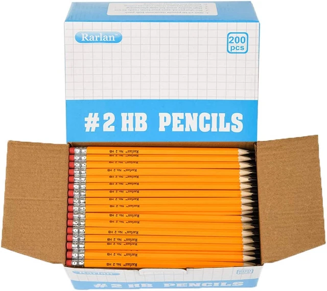 Wood-Cased #2 HB Pencils, Pre-Sharpened, 200 Count Bulk Pack