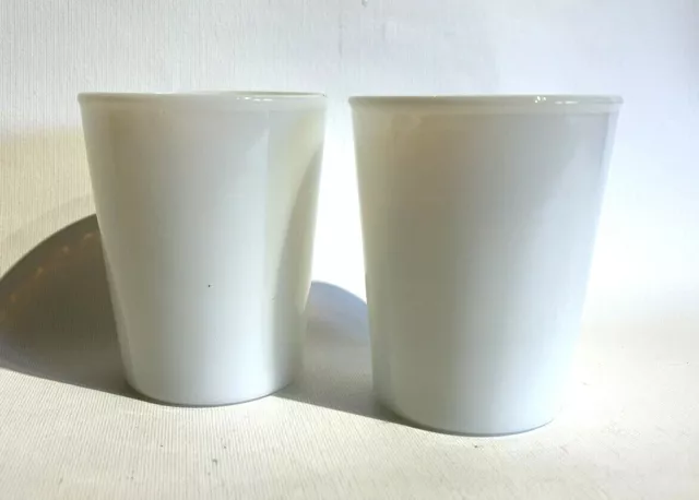 Vintage Hazel Atlas Opalescent White Milk Glass Juice Tumbler 3.5” Tall Set of 2
