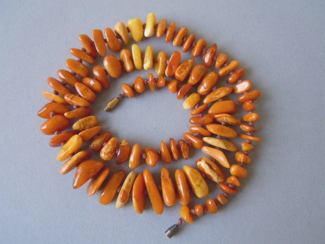 Collier En Ambre Naturel Butterscotch Caramel Blanc - 30,5 Grammes / 61,5 Cm - Occasion