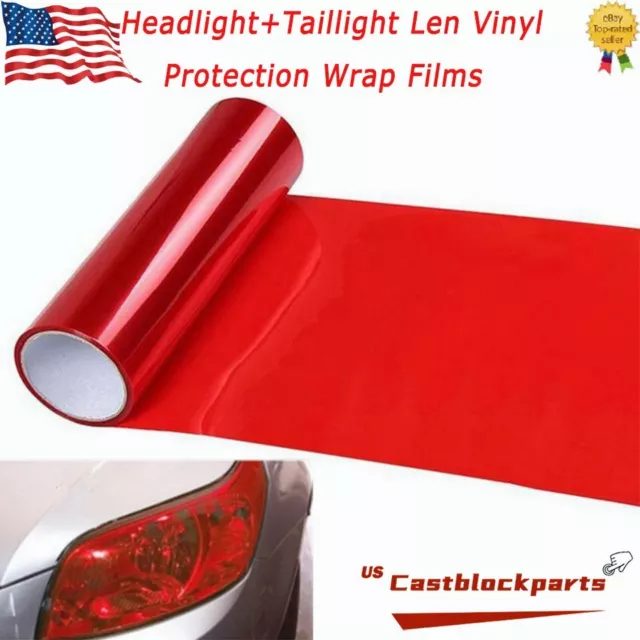 For Headlight Taillamp Transparent Red Lens Vinyl Protection Wrap Film 12"x78"