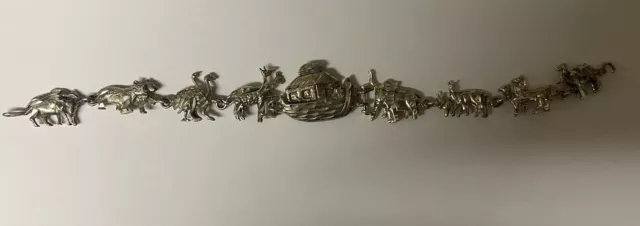 Vintage Sterling Silver Noah's Ark Bracelet 925 NF