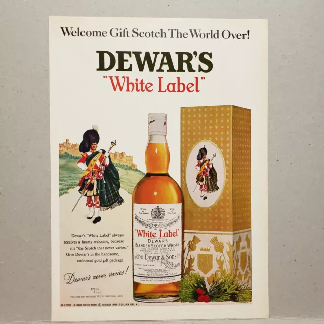 1967 Dewars White Label Scotch Whisky Print Ad