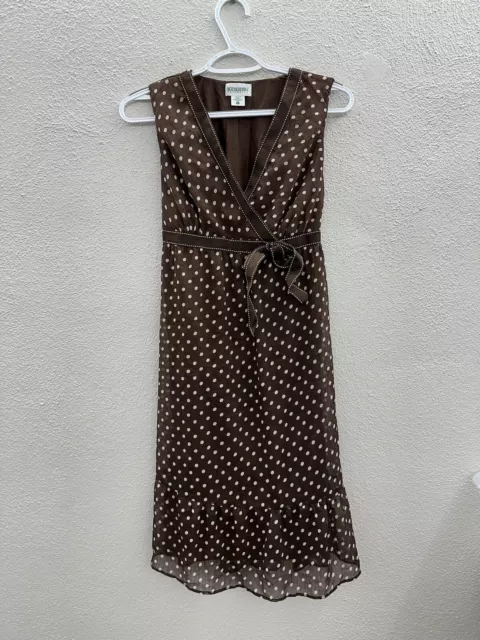 Womens Motherhood Maternity Brown Dotted Faux Wrap Dress Size Small