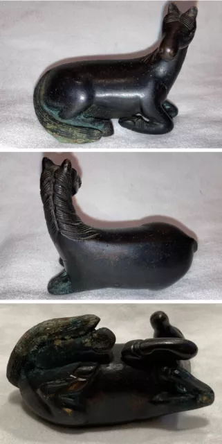 Chinese Antique Horse Bronze Scholars Scroll Weight Ming Dynasty 17th C Old Fine