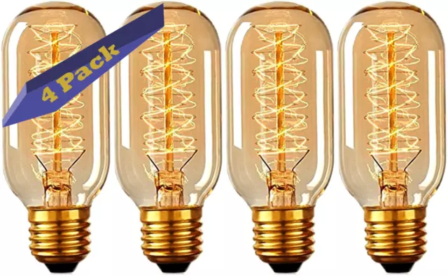 4 Pack Antique Edison Bulb T45 40/60W Dimmable Warm White  UK  37