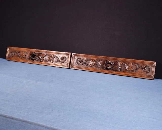 French Antique Carved Architectural Drawer Fronts/Panels in Solid Oak Wood