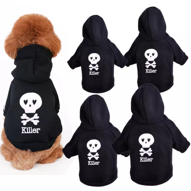 Lovely Black Skull Pet Dog Coat Hoodie Clothes Outwear Apparel Puppy Cat Jacket