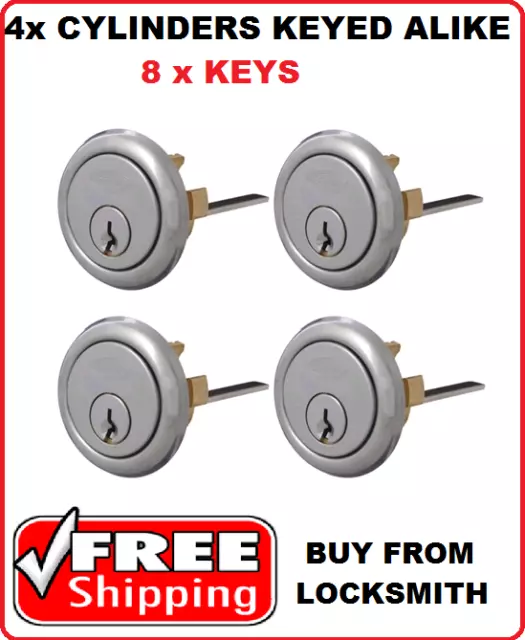 4x NIGHTLATCH 201 Rim Cylinder Barrel Suits Lockwood Yale WHITCO Locks - 8 x key