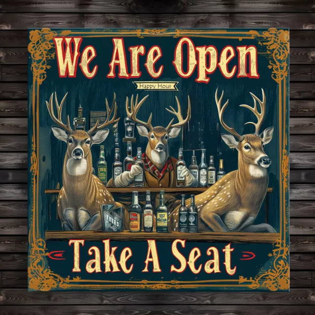 Wood Bar And Beers Sign - Elk Take A Seat