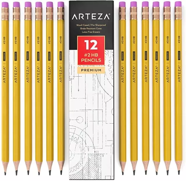 ARTEZA HB Pencils #2, Pack of 12, Wood-Cased Graphite Pencils