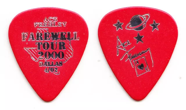 Bacio Ace Frehley Signature Rosso Dallas 4/02 Chitarra Pick - 2000 Farewell Tour