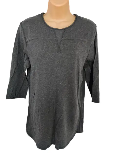 Womens Wings + Horns Size Medium Grey Cotton Cashmere Knit 3/4 Sleeve Jumper Top