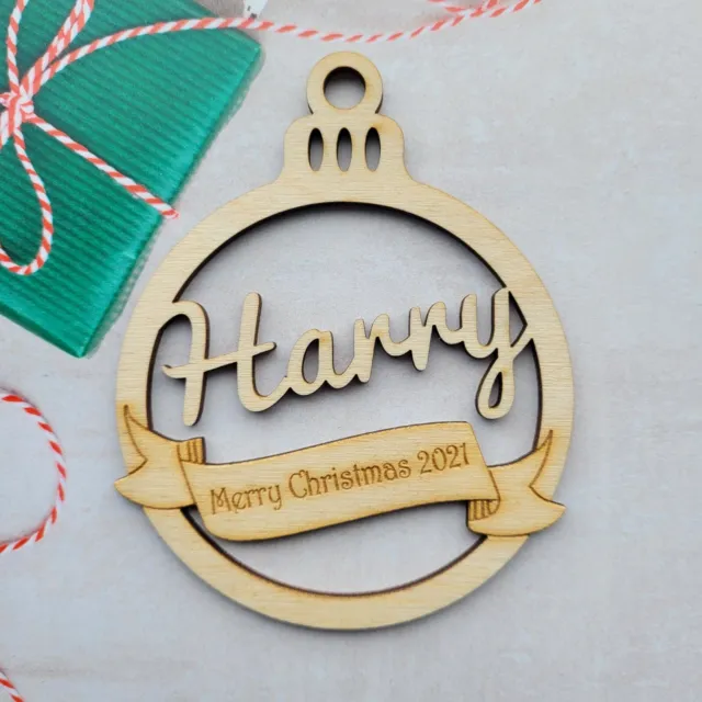 Personalised Christmas Bauble Tree Decoration Xmas Gift 2021 Custom Ply #A21