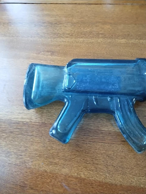 AGAVE MEXICO TEQUILA Bottle-Machine Gun/Ak-47 Light Blue Glass Bottle