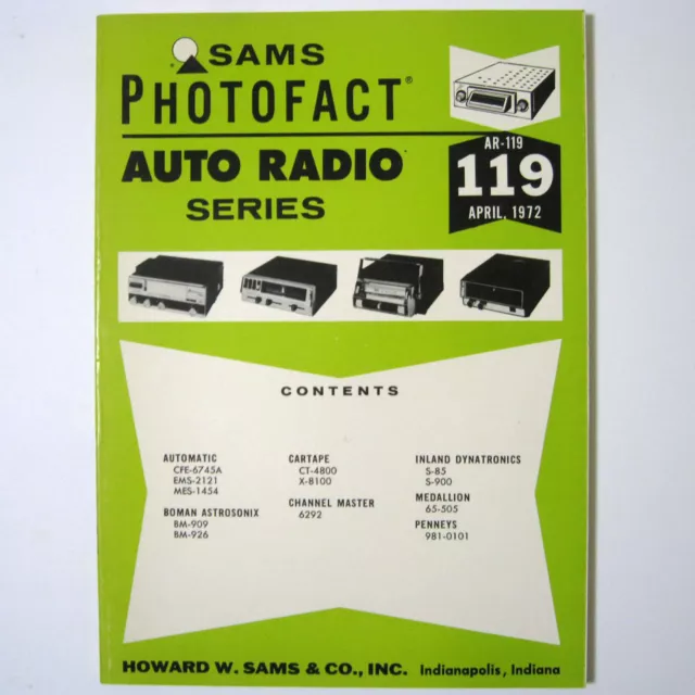 SAMS Photofact ™ AUTO RADIO Series AR-119 - April 1972 - Inland Dynatronics