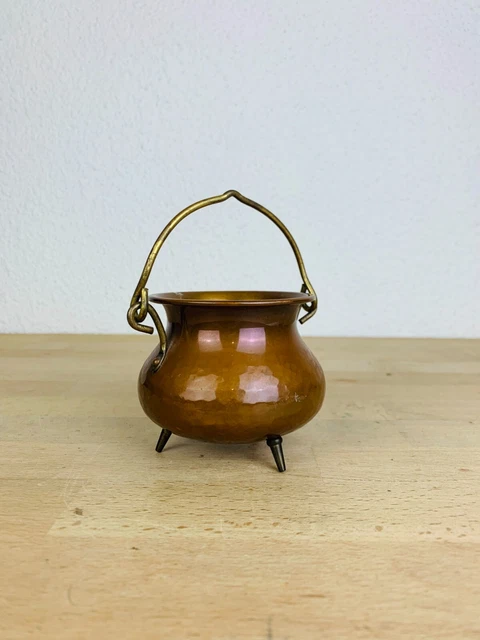 Ancien Vintage Cache Pot en Cuivre Martelé Villedieu France Jardinière