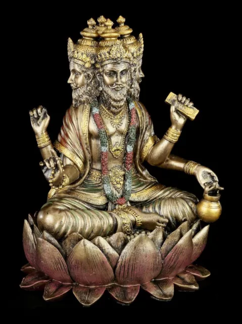 Hinduistische Götter Figur - Brahma - Sitzend auf Lotusblüte - Buddha Statue