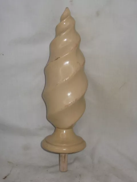 wooden spire finial post topper top salvaged wood 7.75" accent twist top