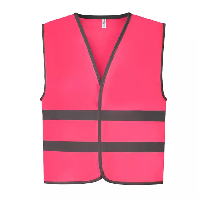 Hi Viz Vis Pink Kids Plain Vest, Waistcoat Jacket Child