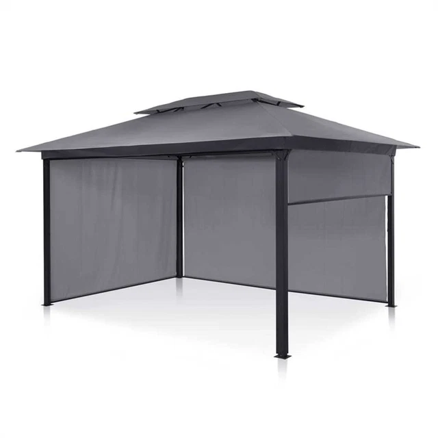 Gartenpavillon 6x6 m 4 Seitenteile Pavillon Dach 4 Stahl Eckpfosten Pergola Grau