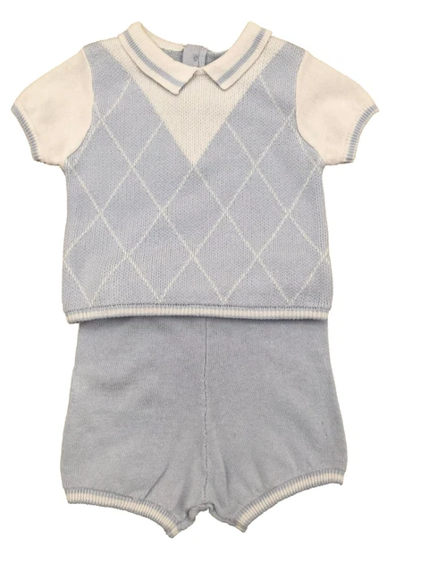 Baby Ragazzi 2 Pezzi Diamante 100% Cotone Maglia Abito Vestito 0-3,3-6,6-9
