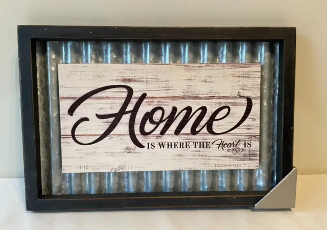 NIB “Home Is Where The Heart Is” Metal Galvanized Country Farmhouse Sign Décor