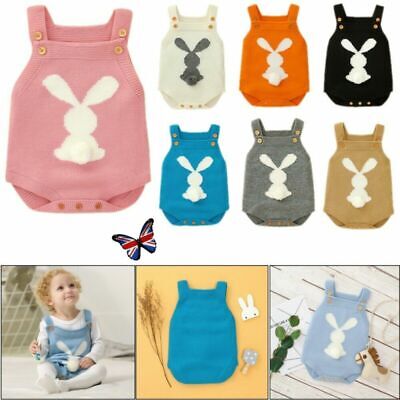 Newborn Baby Boys Girls Easter Bunny Knit Wool Romper Bodysuit Jumpsuit Outfits