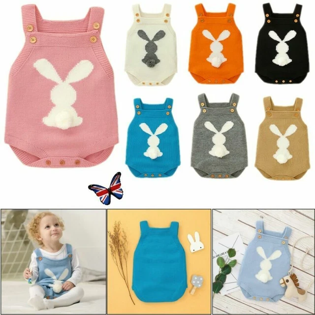 Newborn Baby Boys Girls Easter Bunny Knit Wool Romper Bodysuit Jumpsuit Outfits