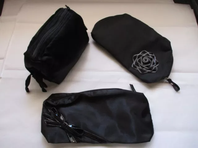 Lancôme 3 black Cosmetic Bag case organizer lot makeup toiletry travel kits
