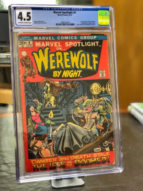 MARVEL SPOTLIGHT #4 CGC 4.5 1972 1ST APP OF DARKHOLD Werewolf By Night KEY 🔑