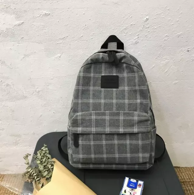 New Casual Women's School Bag Simple Plaid Laptop Backpack Travel Shoulder Bag