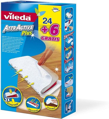 Bianca 60Pz Confezione D DOLITY Ricambio Panni Elettrostatici Usa e Getta del Mop Catturapolvere 30x20 cm Misure 30 cm x 20 cm 