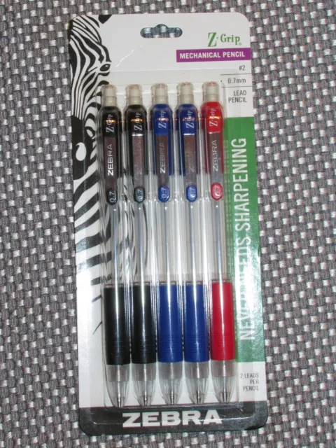 NEW Z-Grip Mechanical Pencil 0.7mm Point Size HB #2 Lead Assorted Color Grips