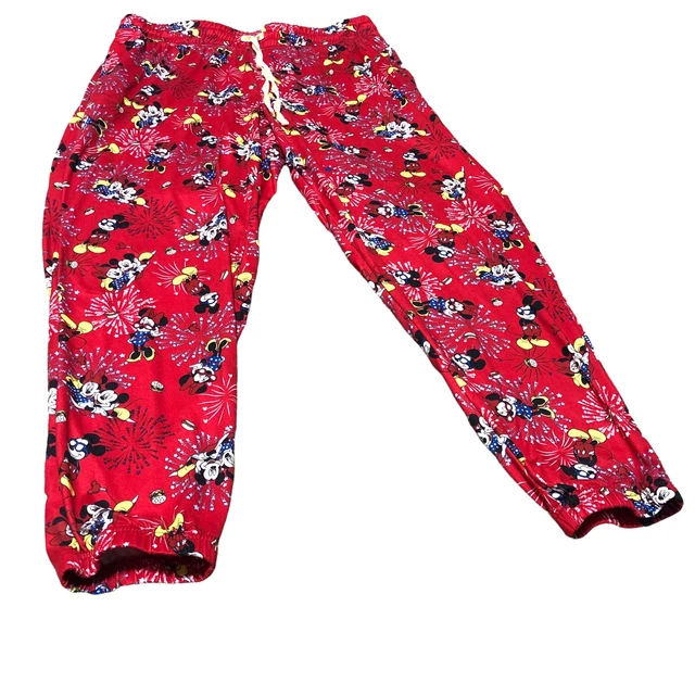 Disney Women’s Size Large Minnie Mouse Lounge Pants Jogger Red Mickey Mouse Soft