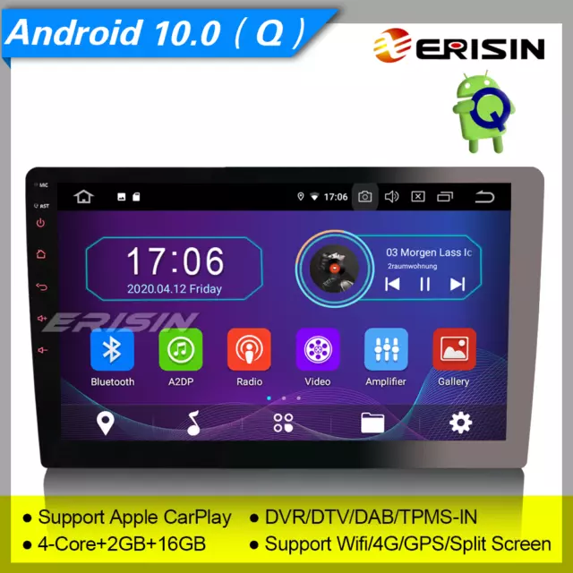 CarPlay Android 10 1 Din Autoradio Amovible Antivol DAB+TPMS BT SWC 4G 10.1"5910