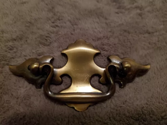 Vintage National Lock Dresser Cabinet Drawer Drop Pulls ~ Antiqued Bronze ~ Nos