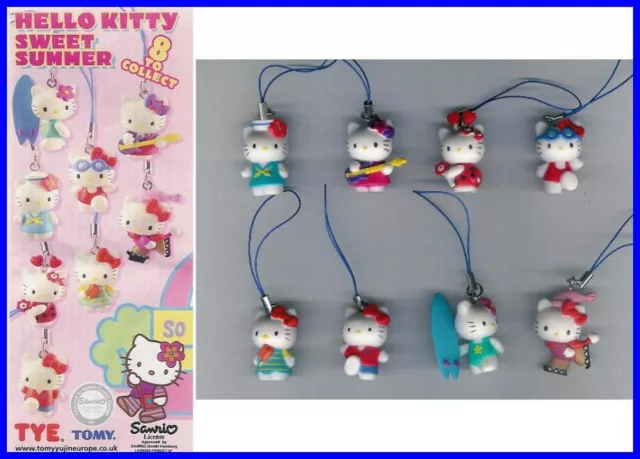 Bonjour Kitty Sweet Summer Set 8 Mini Figurine 2cm Avec Cordon Téléphone Tomy