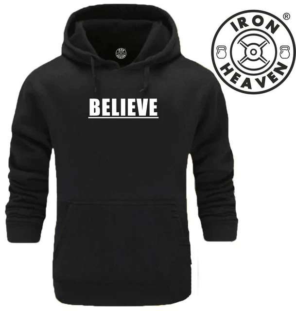Felpa con cappuccio Believe Palestra Abbigliamento Bodybuilding Allenamento Esercizio Fitness Top
